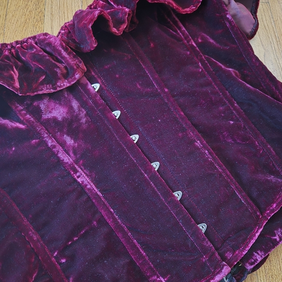 Top Drawer By Daisy Corsets Velvet Steel Boned Corset - Picture 4 of 6